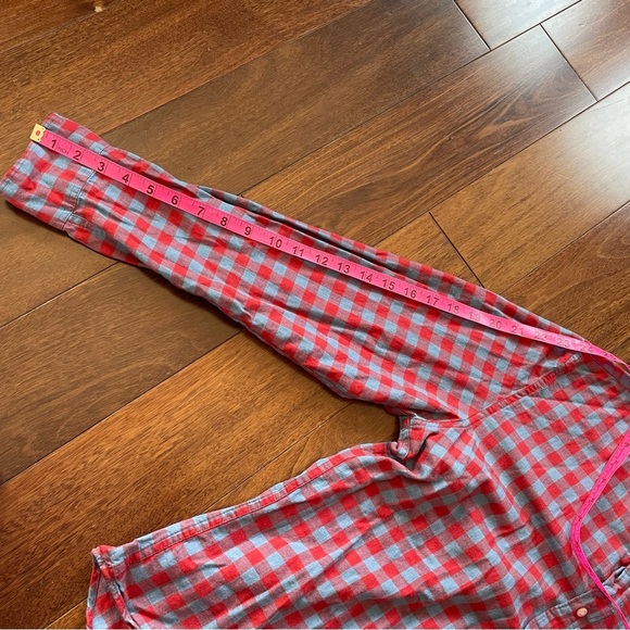 J. Crew Slim Untucked Cottton Linen Twill Men's Red and Blue Checkered Shirt M - Picture 9 of 10